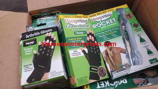 Lot Of Hempvana Arthritis Gloves(8Pairs) And Rocket Tens Machine(6) 14Pcs Total